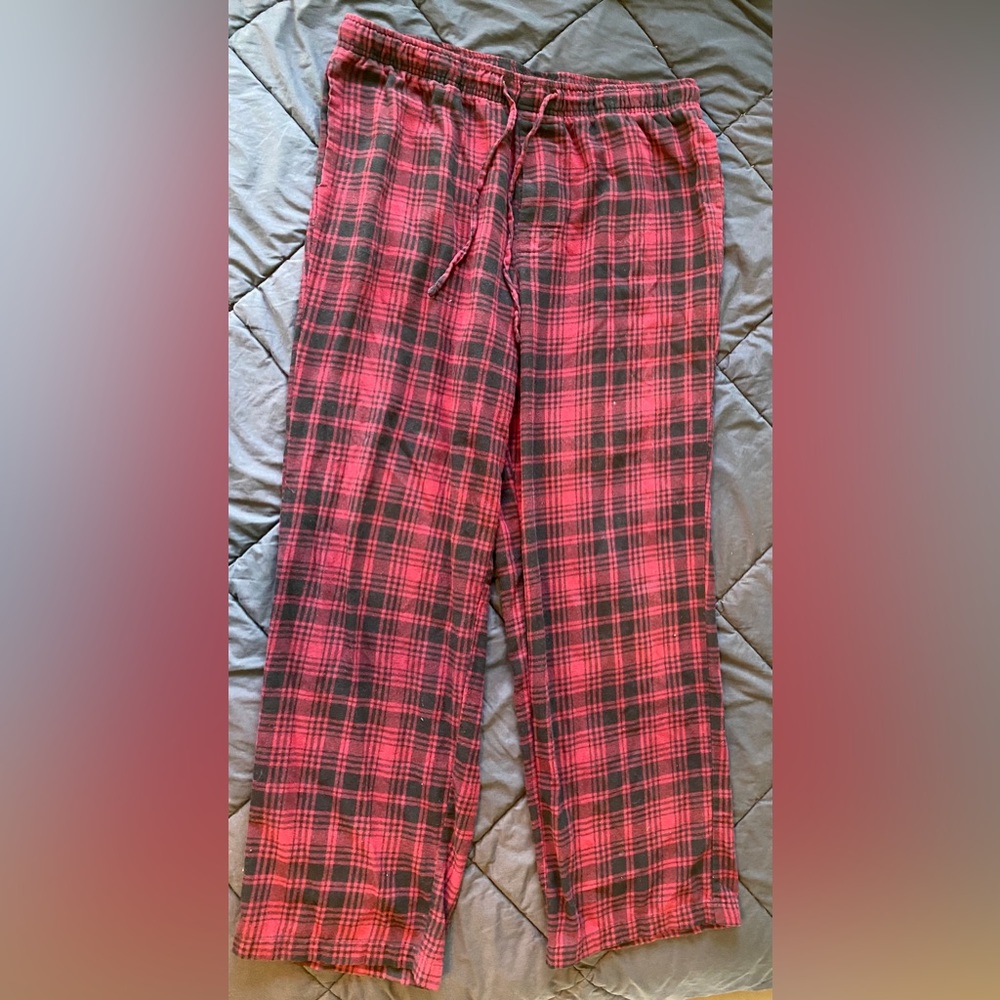 Red plaid pajama pants